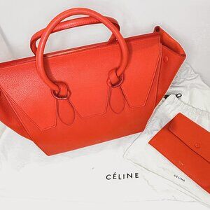 Celine Red Tie Knot Leather Purse and Pouch